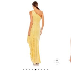 MacDuggal yellow one shoulder asymmetrical hem dress NWT